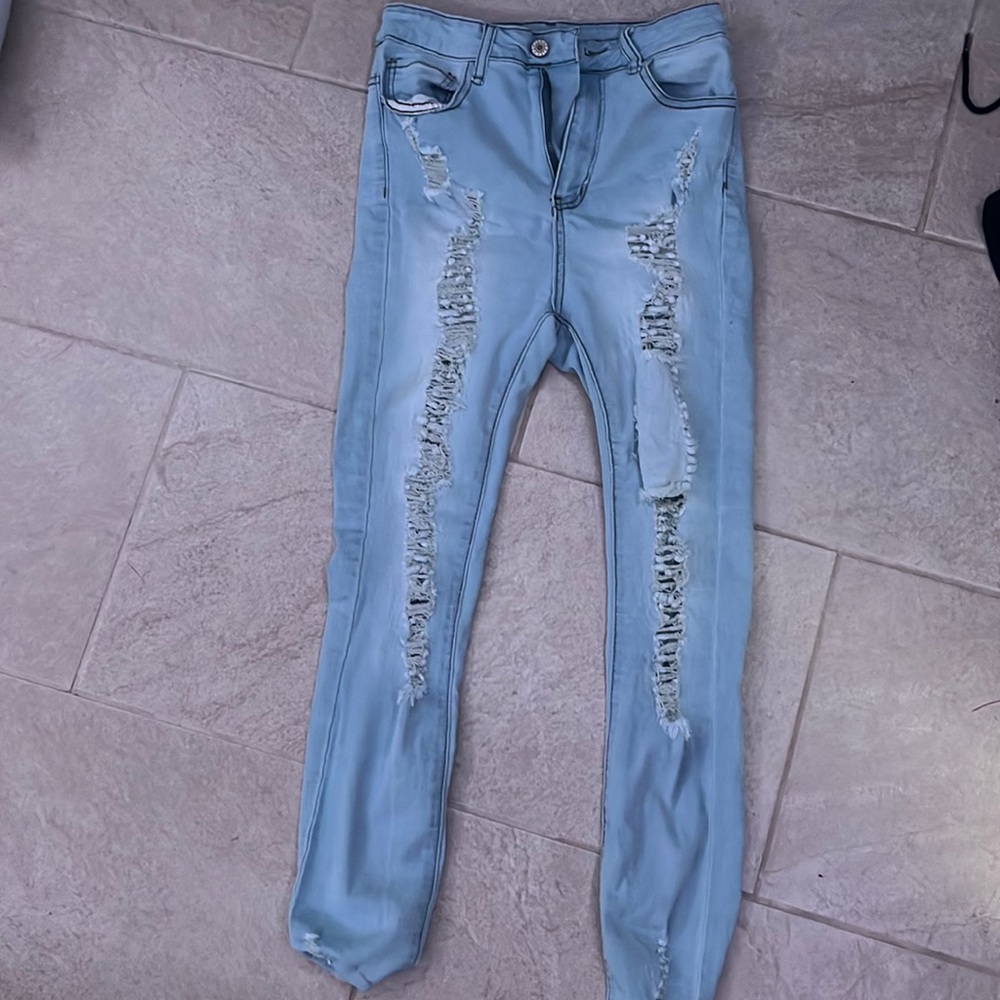 High waisted skinny jeans light wash Shein size small